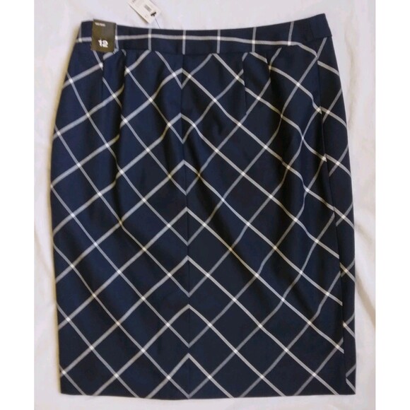 The Limited Plaid Skirt Navy Blue Academia Career Workwear Women's Size 12 - Picture 6 of 9